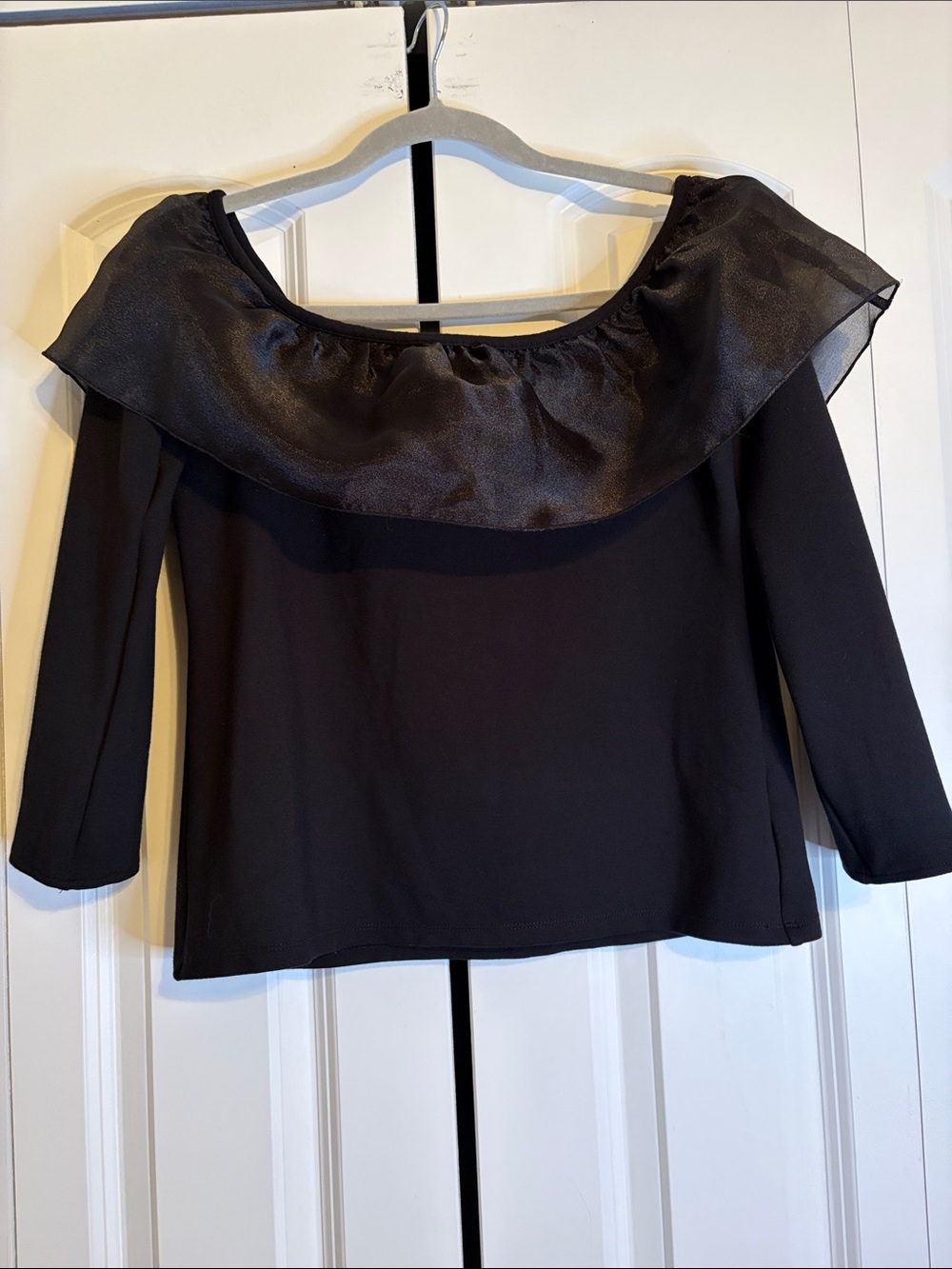 J. Crew Black Off-Shoulder Ruffle Blouse